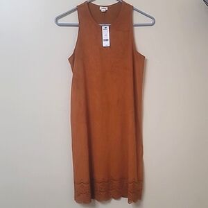 Garage NWT suede shift dress caramel